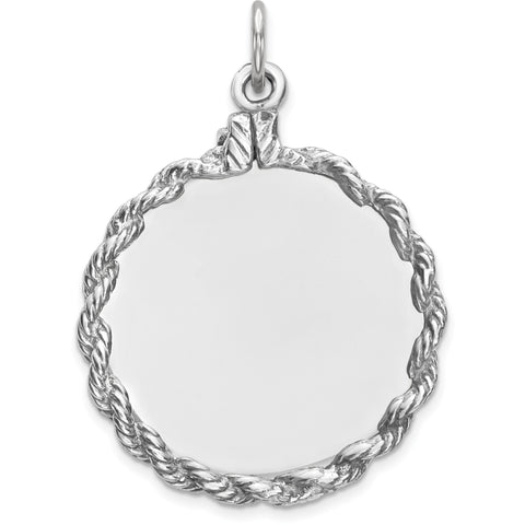 Sterling Silver Engraveable Round with Rope Polished Front/Satin Back Disc QM385/18 - shirin-diamonds