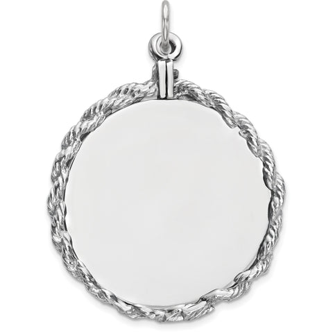 Sterling Silver Engraveable Round with Rope Polished Front/Satin Back Disc QM386/18 - shirin-diamonds
