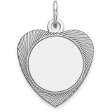 Sterling Silver Engraveable Heart Polished Front/Satin Back Disc Charm QM397/18 - shirin-diamonds