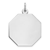 Sterling Silver Engraveable Octagon Polished Front/Satin Back Disc Charm QM425/18 - shirin-diamonds
