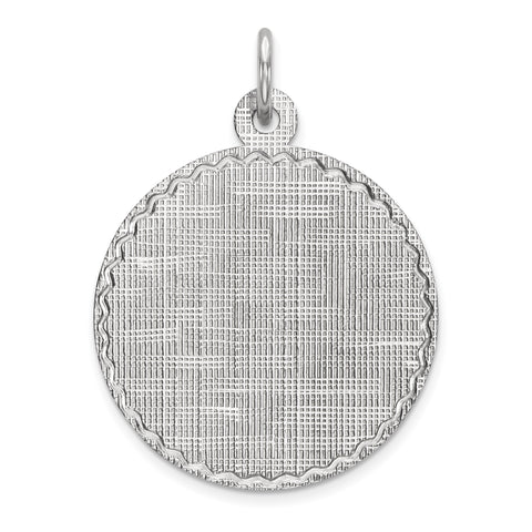 Sterling Silver Engraveable Round Patterned Polished Front/Satin Back Disc QM472/18 - shirin-diamonds