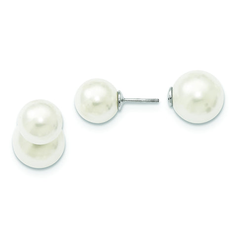 Sterling Silver Majestik 10-11mm &11-12mm Shell Pearl White/White Earrings QMJD1012WW - shirin-diamonds