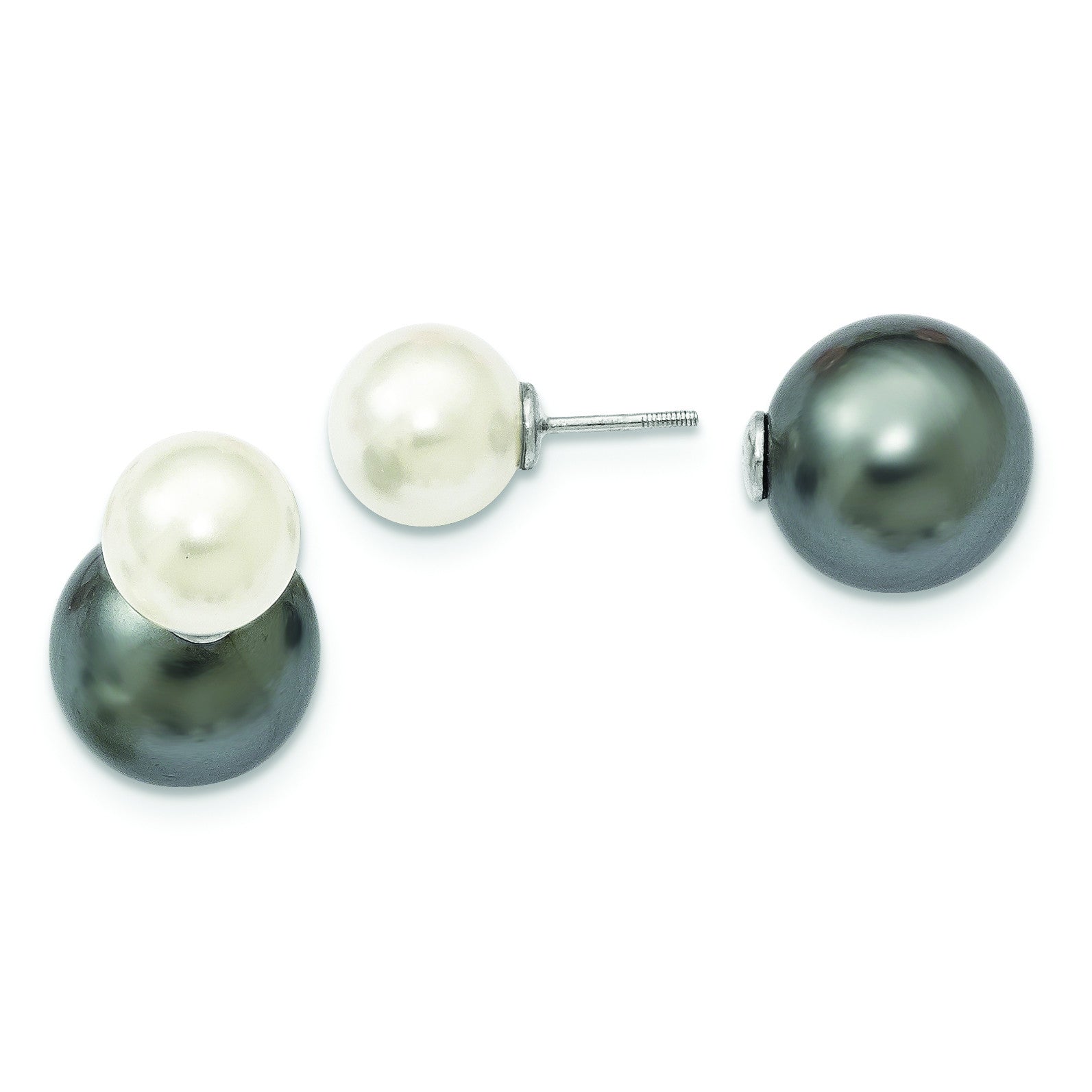 8-16mm Shell Pearl Front-Back Earrings in 14kt Yellow Gold
