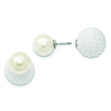 Sterling Silver Majestik 11-12mm &15-16mm Shell Pearl White/White Earrings QMJD1216WW - shirin-diamonds