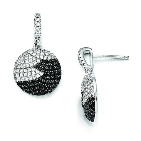Sterling Silver & CZ Brilliant Embers Circle Dangle Post Earrings QMP1000 - shirin-diamonds