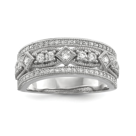 Sterling Silver & CZ Brilliant Embers Polished Ring QMP1030 - shirin-diamonds
