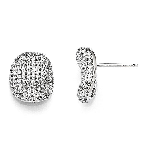 Sterling Silver & CZ Brilliant Embers Polished Post Earrings QMP109 - shirin-diamonds
