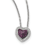 Sterling Silver & CZ Brilliant Embers Heart Necklace QMP1104 - shirin-diamonds