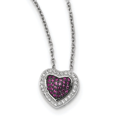 Sterling Silver & CZ Brilliant Embers Heart Necklace QMP1104 - shirin-diamonds