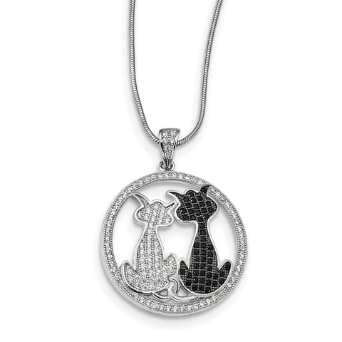 Sterling Silver & CZ Brilliant Embers Cats Necklace QMP1152 - shirin-diamonds