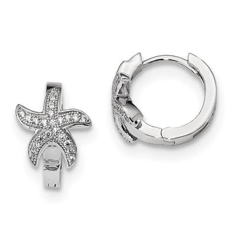 Sterling Silver & CZ Brilliant Embers Starfish Hoop Earrings QMP1155 - shirin-diamonds