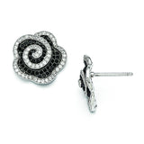 Sterling Silver & CZ Brilliant Embers Flower Post Earrings QMP1177 - shirin-diamonds