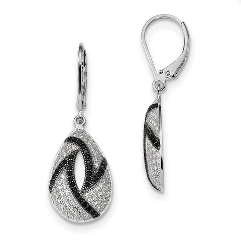 Sterling Silver & CZ Brilliant Embers Teardrop Leverback Earrings QMP1268 - shirin-diamonds