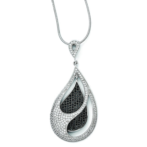 Sterling Silver & CZ Brilliant Embers Teardrop Necklace QMP1275 - shirin-diamonds
