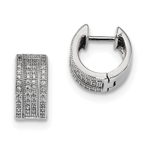 Sterling Silver & CZ Brilliant Embers Polished Hinged Hoop Earrings QMP1305 - shirin-diamonds