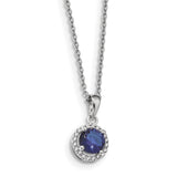 Sterling Silver White & Blue CZ Brilliant Embers Polished Necklace QMP1334 - shirin-diamonds