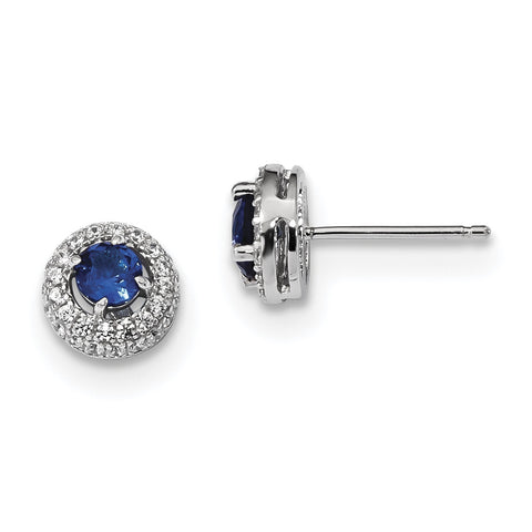 Sterling Silver White & Blue CZ Brilliant Embers Polished Earrings QMP1335 - shirin-diamonds