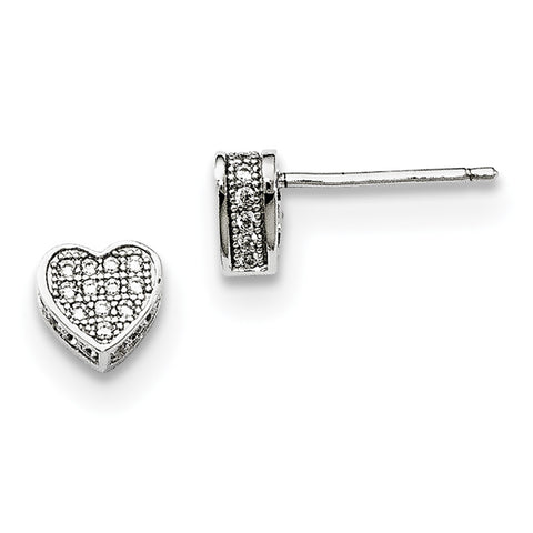 Sterling Silver CZ Brilliant Embers Heart Post Earrings QMP1369 - shirin-diamonds
