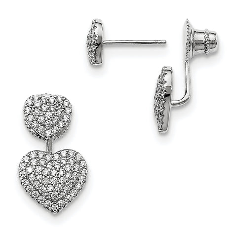 Sterling Silver CZ Brilliant Embers Hearts Post Earrings QMP1379 - shirin-diamonds