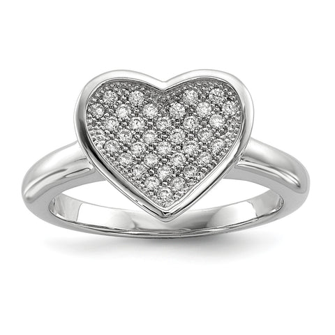Sterling Silver & CZ Brilliant Embers Heart Ring QMP138 - shirin-diamonds
