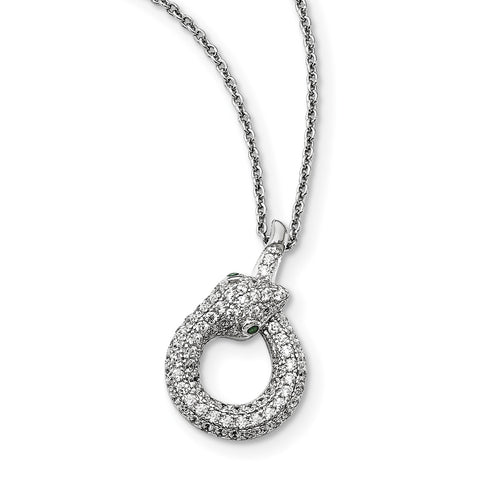 Sterling Silver & CZ Brilliant Embers Snake Necklace QMP1409 - shirin-diamonds