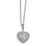 Sterling Silver & CZ Brilliant Embers Polished Heart Necklace QMP142 - shirin-diamonds
