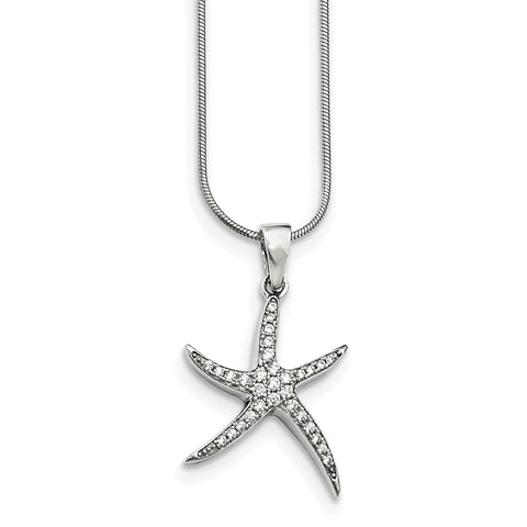 Sterling Silver & CZ Brilliant Embers Starfish Necklace QMP1420 - shirin-diamonds
