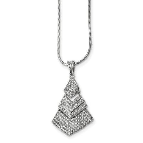 Sterling Silver CZ Brilliant Embers Necklace QMP1445 - shirin-diamonds
