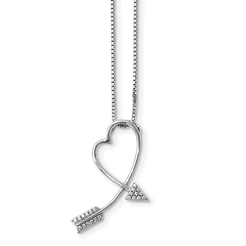 Sterling Silver CZ Brilliant Embers Arrow Heart Necklace QMP1453 - shirin-diamonds
