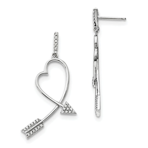 Sterling Silver CZ Brilliant Embers Arrow Heart Earrings QMP1454 - shirin-diamonds