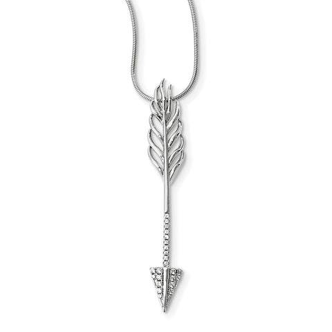 Sterling Silver CZ Brilliant Embers Arrow Necklace QMP1461 - shirin-diamonds