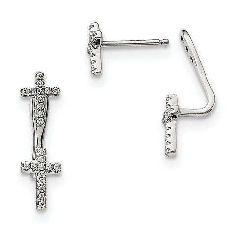 Sterling Silver CZ Brilliant Embers Cross Earrings QMP1466 - shirin-diamonds