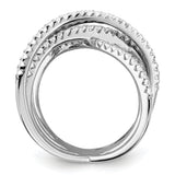 Sterling Silver Rhodium-plated polished CZ Ring QMP1472
