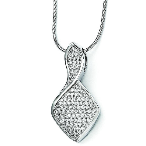 Sterling Silver & CZ Brilliant Embers Necklace QMP168 - shirin-diamonds