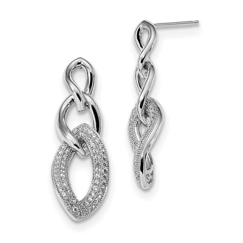 Sterling Silver & CZ Brilliant Embers Polished Dangle Post Earrings QMP217 - shirin-diamonds