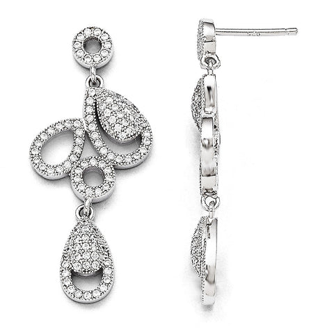 Sterling Silver & CZ Brilliant Embers Dangle Post Earrings QMP230 - shirin-diamonds