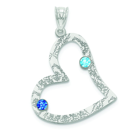 Sterling Silver Crystal Family Heart Pendant QMP2/2SS - shirin-diamonds