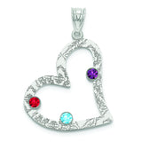 Sterling Silver Crystal Family Heart Pendant QMP2/3SS - shirin-diamonds