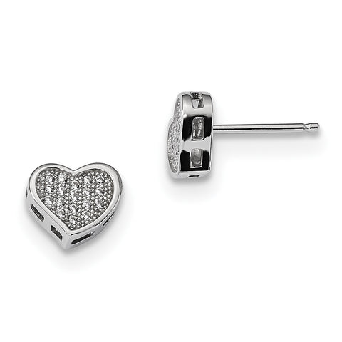 Sterling Silver & CZ Brilliant Embers Heart Post Earrings QMP332 - shirin-diamonds