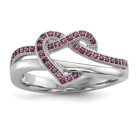 Sterling Silver & CZ Brilliant Embers Heart Ring QMP337 - shirin-diamonds