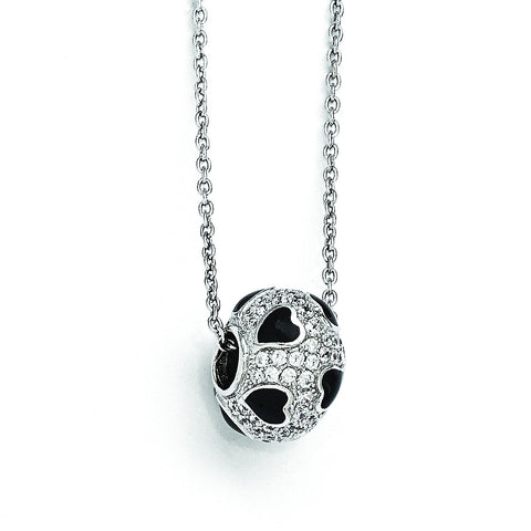 Sterling Silver & CZ Brilliant Embers Heart Necklace QMP342 - shirin-diamonds