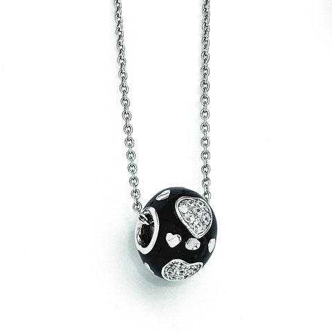 Sterling Silver & CZ Brilliant Embers Heart Necklace QMP343 - shirin-diamonds