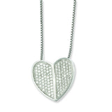 Sterling Silver & CZ Brilliant Embers Heart Necklace QMP345 - shirin-diamonds