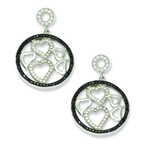 Sterling Silver & CZ Brilliant Embers Heart Post Earrings QMP346 - shirin-diamonds