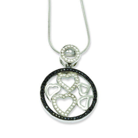Sterling Silver & CZ Brilliant Embers Heart Necklace QMP347 - shirin-diamonds