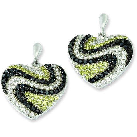Sterling Silver & CZ Brilliant Embers Heart Post Earrings QMP350 - shirin-diamonds