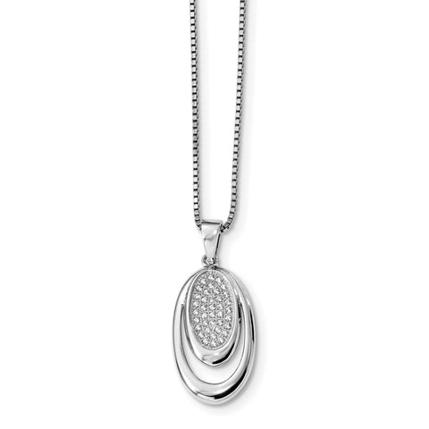 Sterling Silver & CZ Brilliant Embers Necklace QMP353 - shirin-diamonds