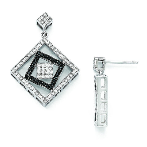 Sterling Silver & CZ Brilliant Embers Dangle Post Earrings QMP371 - shirin-diamonds