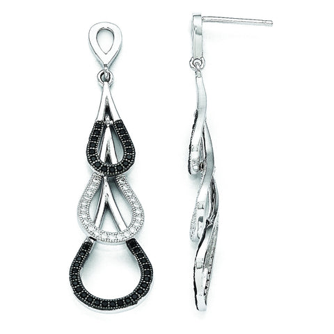 Sterling Silver & CZ Brilliant Embers Teardrop Dangle Post Earrings QMP386 - shirin-diamonds