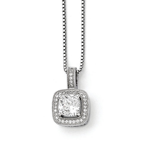 Sterling Silver & CZ Brilliant Embers Necklace QMP396 - shirin-diamonds